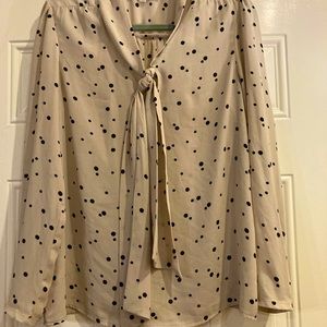 Loft womens blouse, size L, cream and black, ties in front.  Great for work.